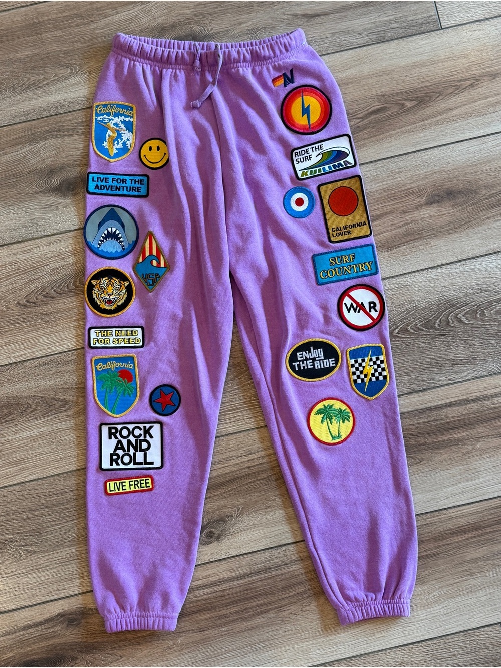 Aviator Nation Vintage Patch Sweatpants Neon Purple- retail $275